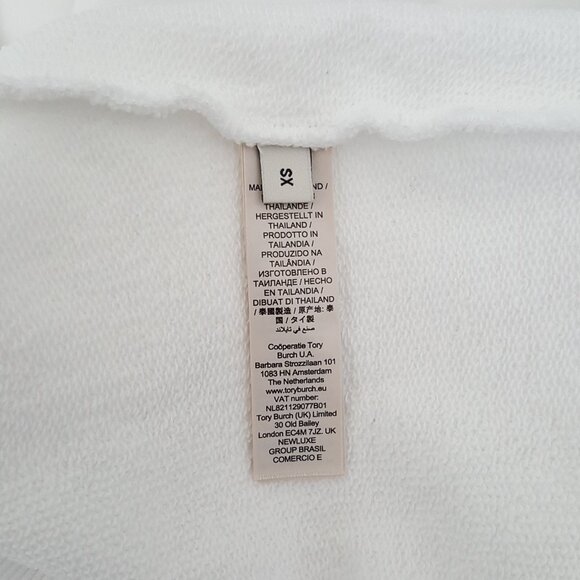 Tory Burch HEAVY FRENCH TERRY LOGO CREWNECK Sweater Sweatshirt White XS - Picture 12 of 16